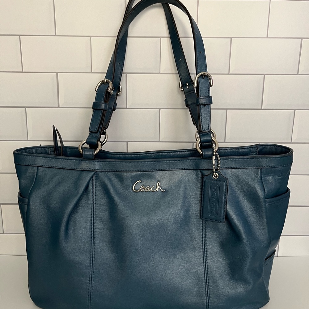 Coach Gallery Metallic Ocean leather East/West shoulder bag/tote #L1163-F17721